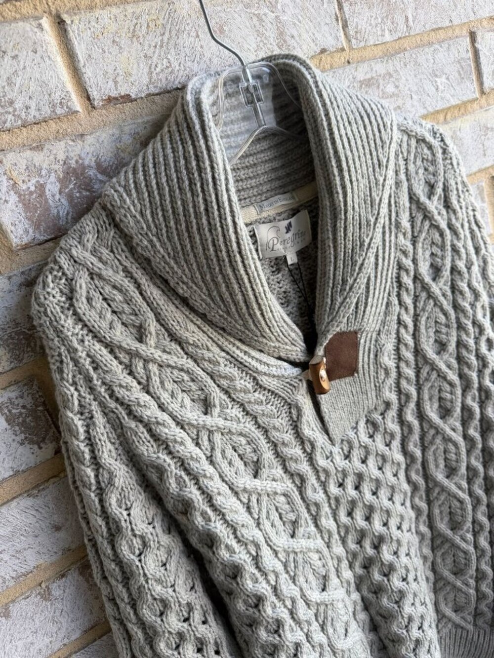 Peregrine Made in England NWT 100% Wool Long Sleeve Shawl Neck Sweater Size L - Picture 5 of 8